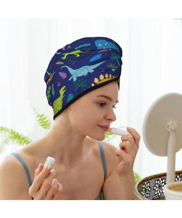 Dinosaurs Adventure Microfiber Hair Towel - Super Absorbent Coral Velvet Wrap for Women | Quick Dry for Long Curly & Thick Hair - Buy Online on GoSupps.com
