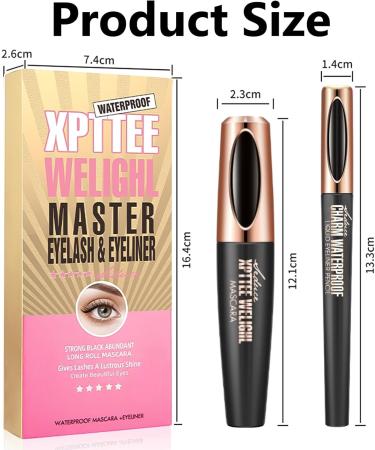 False Eyelash Effect Mascara + Eyeliner Thicker Voluminous Eyelashes Amplified Effect & Long Lasting Waterproof and Smudge-Proof Eye Makeup Kit Black - Buy Online on GoSupps.com