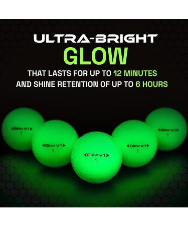 GlowGear Golf GlowV1 Night Golf Balls - Full Compression Core - Ultra Bright Glow - Men and Women - 12 or 6 Count Pack - UV Light Source Required - Buy Online on GoSupps.com