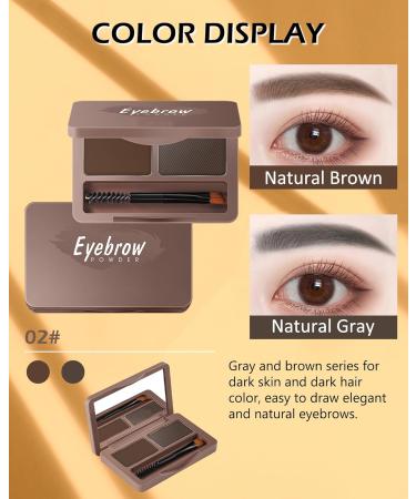 Eyebrow Powder Kit-2 Colors Soft Eye Brow Tinted Powder Palette Waterproof & Long Lasting Natural Gray Brown Brow Professional Eyebrow Contour Makeup Set for Women with Mirror Brow Tool-2# 02# - Buy Online on GoSupps.com