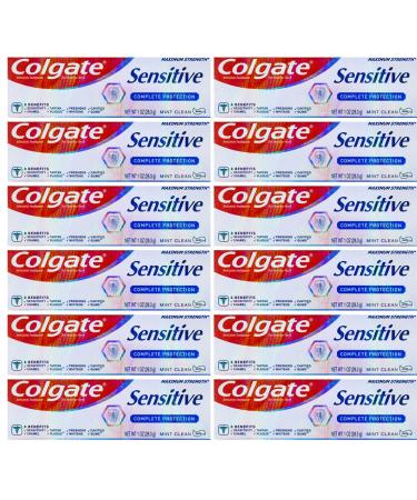 Colgate Sensitive Toothpaste Maximum Strength Clean Mint Travel Size 1 oz (28.3g) - Pack of 12