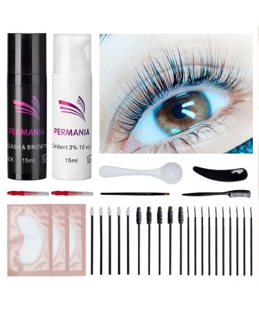 Eyelash Black Color Kit, PERMANIA Training Kit Black for Eyebrow & Lash Hair Color Developer 15ml(Black)