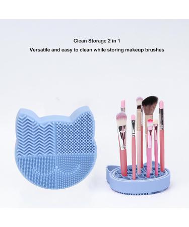 2 in 1 Silicone Cat Head Brush Cleaning Mat - Portable Makeup Cleaner Pad | Flexible & Multipurpose for Makeup Brushes - International Shipping Available - Buy Online on GoSupps.com