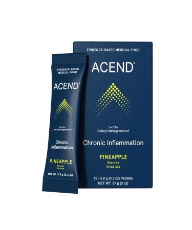 ACEND Medical Food Drink Mix Packets - Inflammation Support Supplement, Vitamin Drink w/Probiotics & Electrolytes, Non-GMO, Gluten-Free, Sugar-Free Pineapple Flavor - 5.8g Packets (15 Doses)