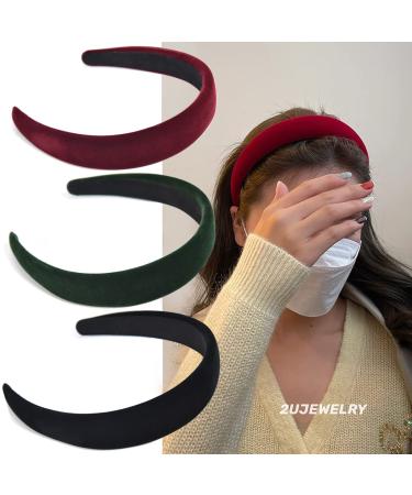 3 pieces of hair ripening fashionable hair bands wide front ligaments made of including headband hair tapes hair band vintage hair band for girls and women 01 red -green back