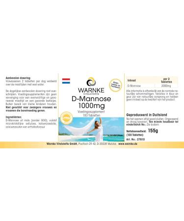 D-Mannose 1000mg Tablets - Highly Dosed Vegan Supplement - 100 Tablets by Warnke Vitalstoffe - Buy Online on GoSupps.com