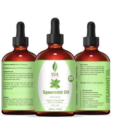 SVA Spearmint Essential Oil 4 Oz - 100% Pure & Natural - Premium Grade for Aromatherapy, Face, Body, Hair Care - Buy Online on GoSupps.com