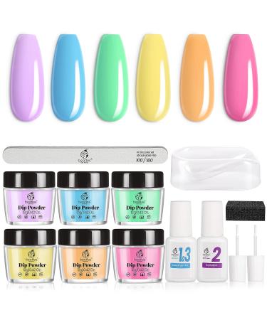 Beetles Dip Powder Nail Kit - 6 Pastel Bright Spring Colors for DIY Nail Art - Buy Online on GoSupps.com