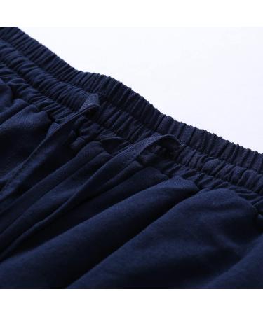 Gufesf Women's Casual Cotton Linen Palazzo Pants - Dark Blue X-Large - Buy Online on GoSupps.com
