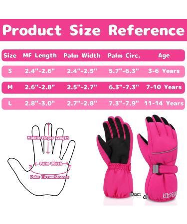 Olreco Kids Snow Gloves - Waterproof Winter Ski Gloves for Boys & Girls (7-10 Years) - Rose - Buy Online on GoSupps.com