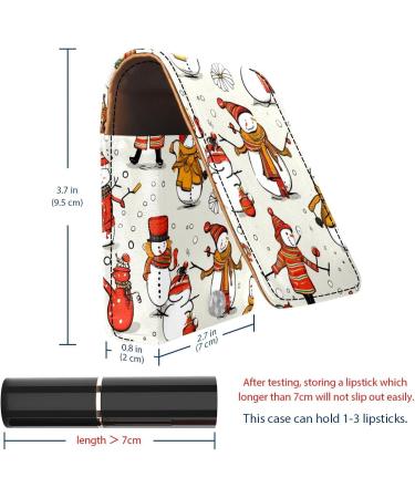 Buy Cute Cartoon Snowmen Leather Lipstick Case - Mini Organizer with Mirror - Perfect Lip Gloss Holder for International Shipping - Buy Online on GoSupps.com