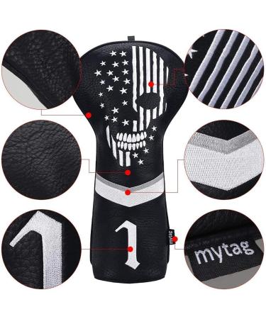Black Leather Golf Skull Headcover - Fits Driver, Fairway Wood, Hybrid, Putter Iron & Wedge - Buy Online on GoSupps.com