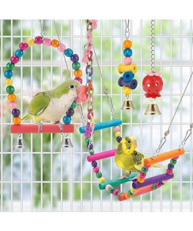 Ciciglow Colorful Bird Swing Toys - Parrot Swing with Stainless Steel Chain Ladder Bells & Balls - Ideal for Birds - Buy Online on GoSupps.com