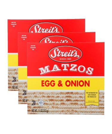 Streit's, Matzos Egg And Onion, Unleavened Bread, Matzo Cracker, 11 Oz (3-Pack) 11 Ounce (Pack of 3)