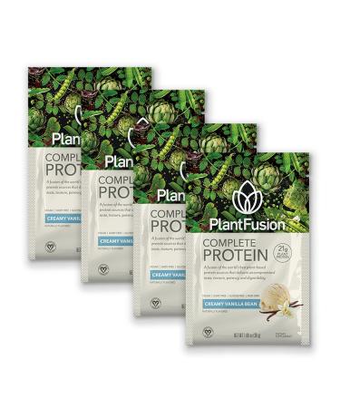PlantFusion Complete Vegan Protein Powder Sample Packets - Plant Based Protein Powder Packets to-Go with BCAAs and Pea Protein - Keto, Gluten Free, Non-Dairy, No Sugar (Vanilla Pack of 4) Vanilla 0.27 Pound (Pack of 1)