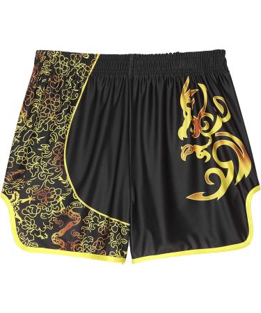 QinCiao Muay Thai Shorts for Men and Women - Black Medium | MMA Gym Boxing Kickboxing Fitness Trunks - Buy Online on GoSupps.com