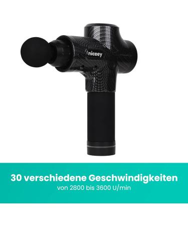 Niceey Massage Gun - 30 Speed Percussion Device for Muscle Relief | Massage Mat & 6 Heads for Shoulder & Back Relaxation - Black - Buy Online on GoSupps.com