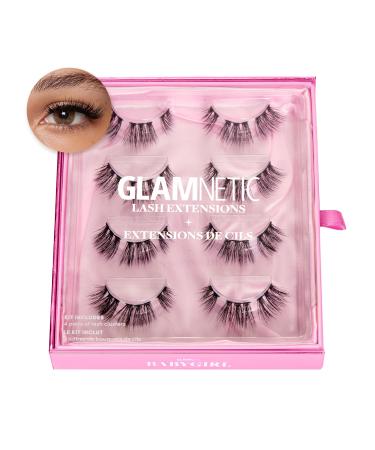 Glamnetic Lash Extensions | Babygirl | Professional At Home False Eyelash Extensions| Salon-Quality High Volume Faux Mink Lashes | 4 Sets of Lash Clusters