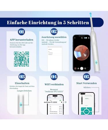 Buy AMDXD 1440p WiFi Otoscope Camera - Ear Wag Remote Ear Cleaner 8MP HD Ear Endoscope with IP4 Waterproof 6 LEDs for Adults Kids & Pets - Buy Online on GoSupps.com