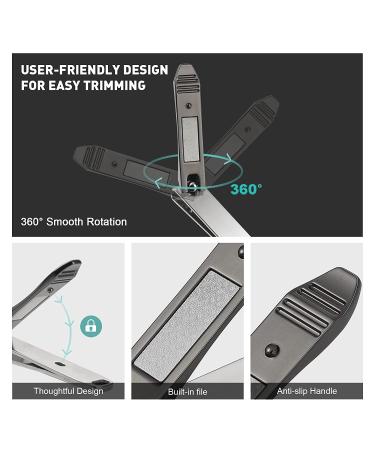 BEZOX Nail Clipper Set - Professional Ergonomic Toenail Clippers for Men and Women with Non-Slip Design, Nail File, and Tin Case - 2 Pcs Dark - Buy Online on GoSupps.com