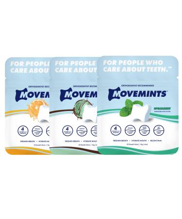 Movemints Aligner les menthes transparentes Menthes d'alignement brevet es Alternative comestible aux aligneurs m cher Menthes xylitol pour bouche s che Lot de 3 Lot vari 20 Count (Pack of 3)