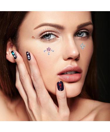 9 Sheets Self-Adhesive Rainbow Face Gems - Rhinestone Stickers for Makeup & Nail Art | Festival Glitter Jewels for Parties - Buy Online on GoSupps.com