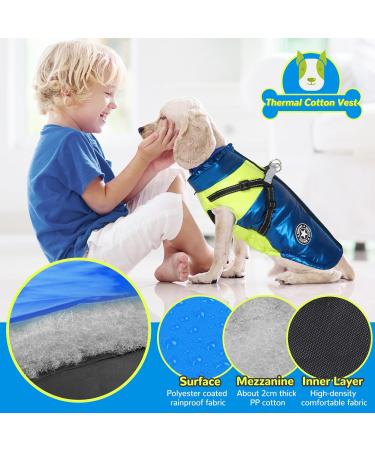 Dog Winter Jacket Vest Pet Waterproof Padded Dog Clothes with D-ring Chest Strap Reflective Adjustable Puppy Coat Warm Dog Coats Vest Dog Clothes with Harness for Small Medium Dogs M Blue - Buy Online on GoSupps.com