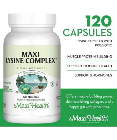 Lysine Complex with Probiotics - 1000mg L-Lysine Capsules for Enhanced Immune Health & Protein Synthesis - Premium Amino Acid Supplement with Enzymax for Maximum Absorption - Buy Online on GoSupps.com