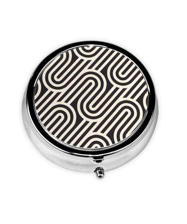 Black Curved Textureround Pill Box 3 Compartment Round Pill Box Organizer # Portable Travel Pill Box for Traveling.