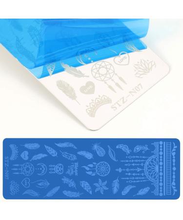 Mwoot 6Pcs Nail Art Stamping Plate Set - Cat, Feather, Snowflakes, Leaves Theme Manicure Print Tool - Buy Online on GoSupps.com