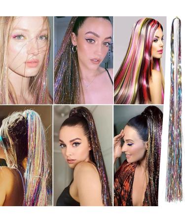 Kexpery Shiny Hair Shiny Fairy Hair Tinsel Sparkling Tinsel for Women Girls Hair Accessories for Cosplay Party (A01) Colorful - Buy Online on GoSupps.com