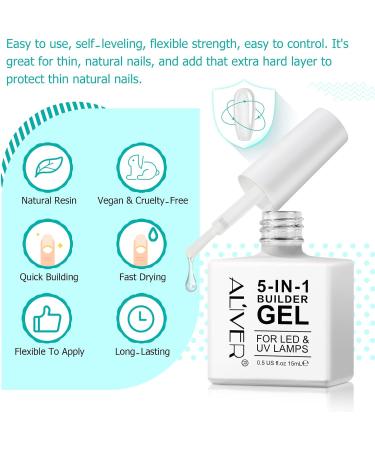 5 in 1 Clear Builder Gel in a Bottle for Nail Extensions & Repair - 15ML with 20pcs Nail Forms - Buy Online on GoSupps.com