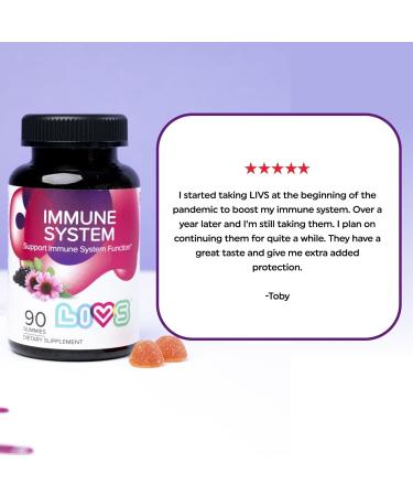 LIVS Immune System Elderberry Gummies for Adults & Kids | Advanced Immune Support Supplement with Vitamin C Echinacea & Propolis | Vegan & Gluten Free Gummy Vitamins | 200mg Elderberry/Dose -180 Ct Immune System 90 Count  - Buy Online on GoSupps.com