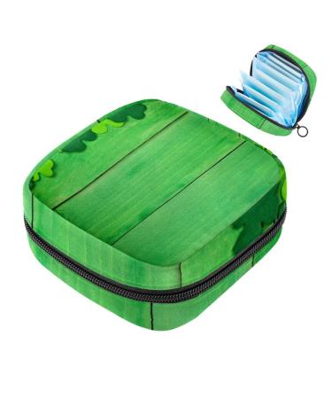 Women's binding-up bags St Patrick's Day Wood Background Women Bangs Bag Tampon Storage Pocket zip pockets menstrual tied bags Multi08