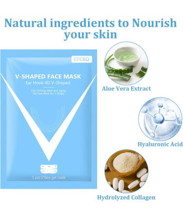 Chin Lift Mask 5 Bags V Line Face Lifting Chin Mask Double Chin Mask Contains Hyaluronic Acid to Moisturize And Nourish The Skin Refresh The Skin and Tighten Facial Lines - Buy Online on GoSupps.com