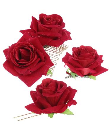 3pcs Rose Hair Accessories Set | U-shaped Hair Stick Side Comb & Tie for Women & Girls | Perfect for Any Occasion - Buy Online on GoSupps.com