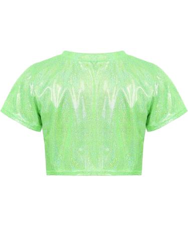 Hansber Kids Shiny Dance Crop Top Short Sleeve in Green - Size 6-7 - Buy Online on GoSupps.com