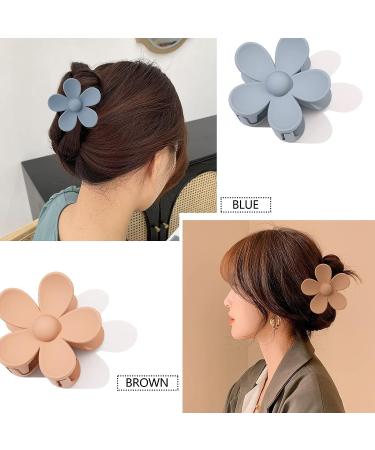 6 PCS Matte Flower Claw Clips for Women - 3 Inch Large Non-Slip Strong Hold Hair Clips for Thin to Thick Curly Hair - Buy Online on GoSupps.com