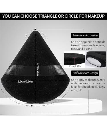 Powder Puff Face Triangular Makeup Puff Set - 6 Soft Black Puffs for Loose Powder | International Shipping - Buy Online on GoSupps.com