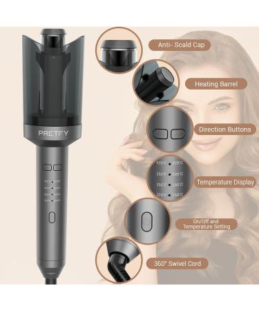 Pretfy Automatic Curling Iron - 1 Inch Ceramic Ionic Auto Hair Curler with LCD Display 4 Temperature Settings Anti-Scald & Auto Shut-Off - Fast Heating for Effortless Hair Styling - Buy Online on GoSupps.com