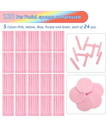 120 Pcs Luxiv Facial Sponge Compressed - Round Wash Face Sponges for Women - Exfoliating Makeup Removal Sponge (Pink) - Buy Online on GoSupps.com