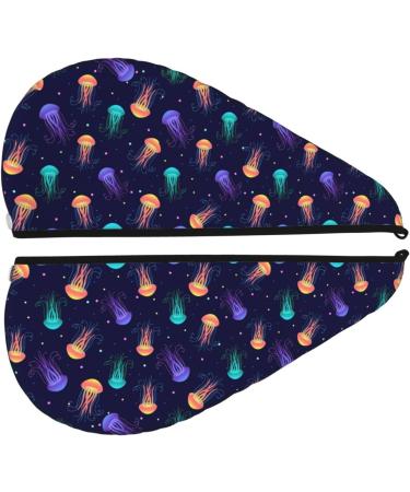 Sea Jellyfish Microfiber Hair Towel - Soft Super Absorbent Coral Velvet Wrap for Long Curly & Thick Hair - Quick Dry Hair Cap for Women - Buy Online on GoSupps.com