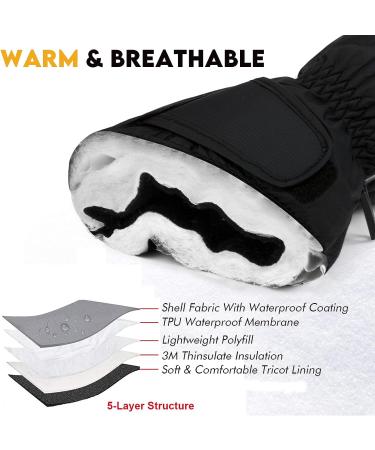 HighLoong Women Ski Gloves - Waterproof & Breathable Snow Gloves with Free Balaclava - Black, Small - Buy Online on GoSupps.com