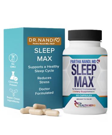 Sleep Max Natural Sleep Aid Magnesium GABA 5-HTP & Taurine REM Sleep & Deep Sleep Supplement Without Melatonin Non-Habit Forming Vegan Herbal Sleep Aid Non-GMO 60 Capsules