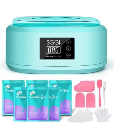 Paraffin Wax Machine for Hands and Feet SGGI Digital Wax Warmer 3000ML Lager Capacity with 6 Packs of Paraffin Wax Refills (2.6lb), Help to Moisturize, Smooth and Soften Skin, Great Gift for Women P green