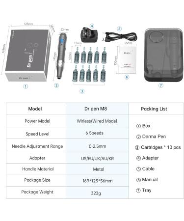 Dr.pen M8 Microneedling Pen Wireless Professional Micro Needling Pen Skin Care Tool Kit for Face and Body Auto Microneedling Device Set for Face 6 Speeds with 10 Nano Round Cartridges (UK Plug) - Buy Online on GoSupps.com