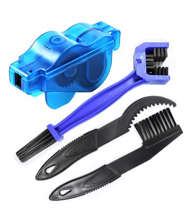 Bike Chain Cleaner, Bike Cleaning Kit, Chain Cleaner for Cycling, Suitable for Mountain Bike, Road Bike, BMX, Bicycle Cleaning Brush Tool for Drivetrain, Gear, Cassette, Sprockets, 4 Piece Set