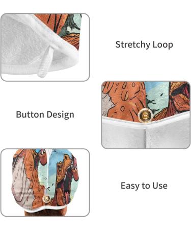 Cartoon Dinosaurs Hair Towel 2 Pack - Super Absorbent Quick Dry Turbans for Women & Girls | Perfect Hair Drying Solution - Buy Online on GoSupps.com