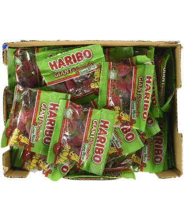 Full Box of HARIBO Treat Size MINIS 100 x 16g Bags (Giant STRAWBS) - Buy Online on GoSupps.com