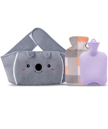 Hot Water Bottle Hot Water Bottle Rubber Hot Water Bag with Soft Waist Cover for Neck and Shoulder Back Legs Waist Warm(Purple)